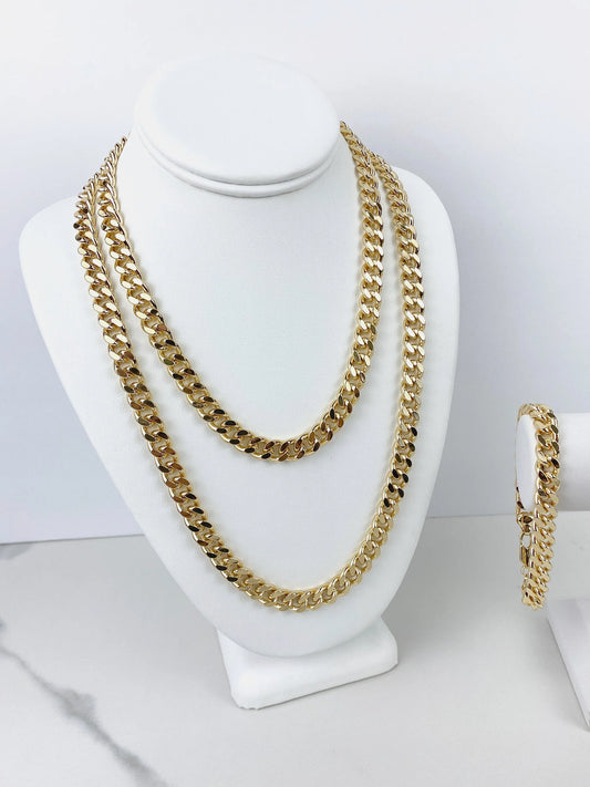 Cuban Link Chain or Bracelet 9.5mm 8.5" 18" 26" 14k Gold Filled. Bundle and Save. FREE SHIPPING on orders of $100 and over.  Sam's Jewelry World USA.