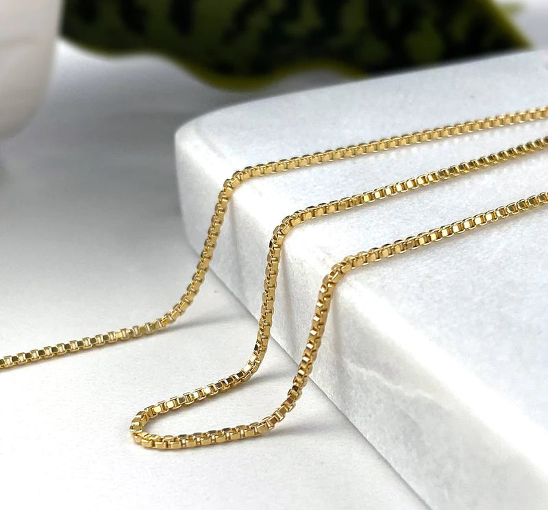 Box Link Chain 18k Gold Filled.  Bundle and Save. FREE SHIPPING on orders of $100 and over.  Sam's Jewelry World USA.