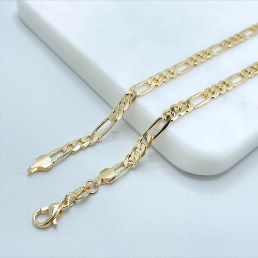 Chain Figaro Link 23.5" Long, 5mm Wide 18k Gold Filled. Bundle and Save. FREE SHIPPING on orders of $100 and over.  Sam's Jewelry World USA.