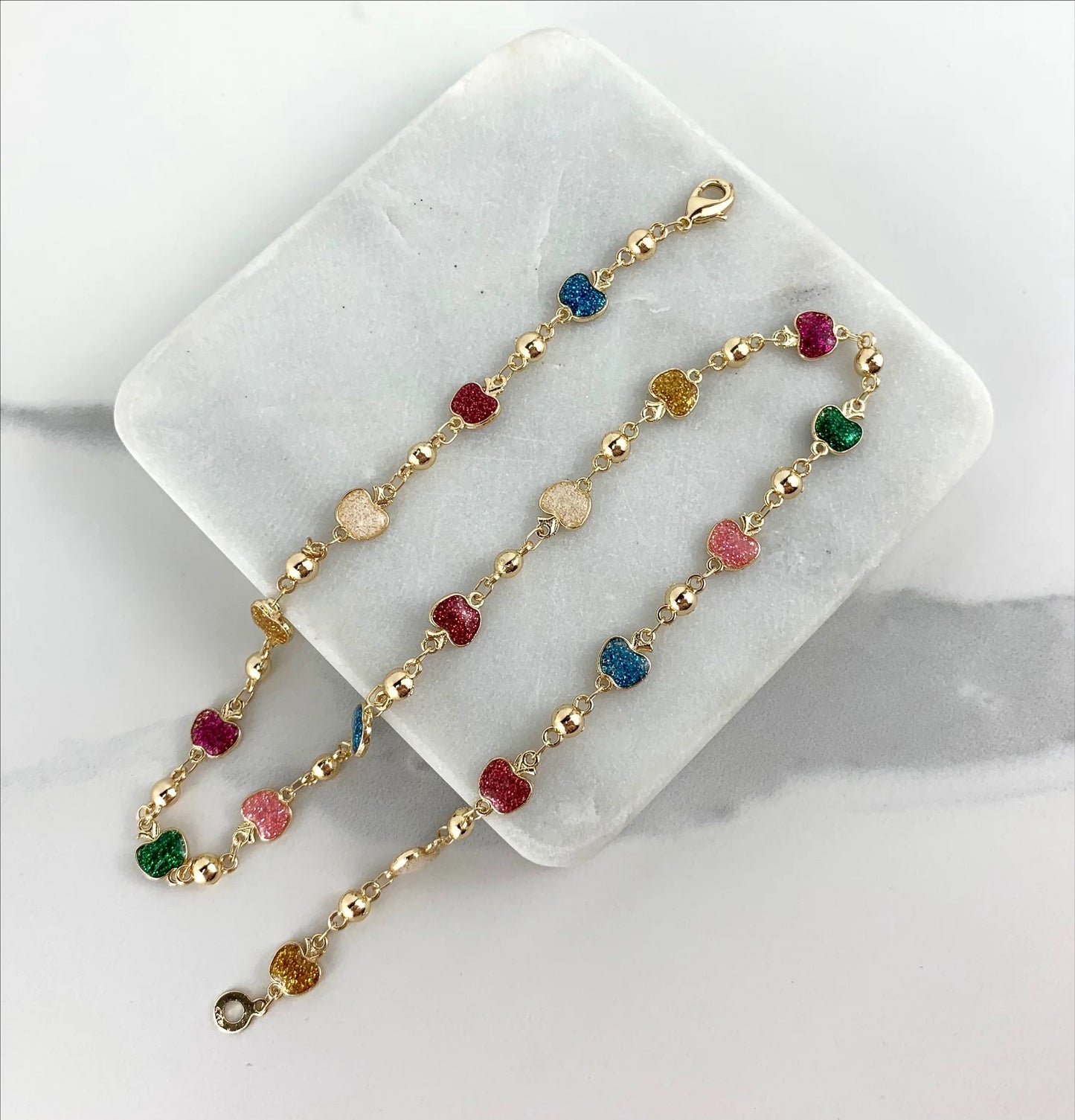 Necklace Beaded Colorful Sparkle Apple 18" - 18k Gold Filled.  Bundle and Save. FREE SHIPPING on orders of $100 and over.  Sam's Jewelry World USA.