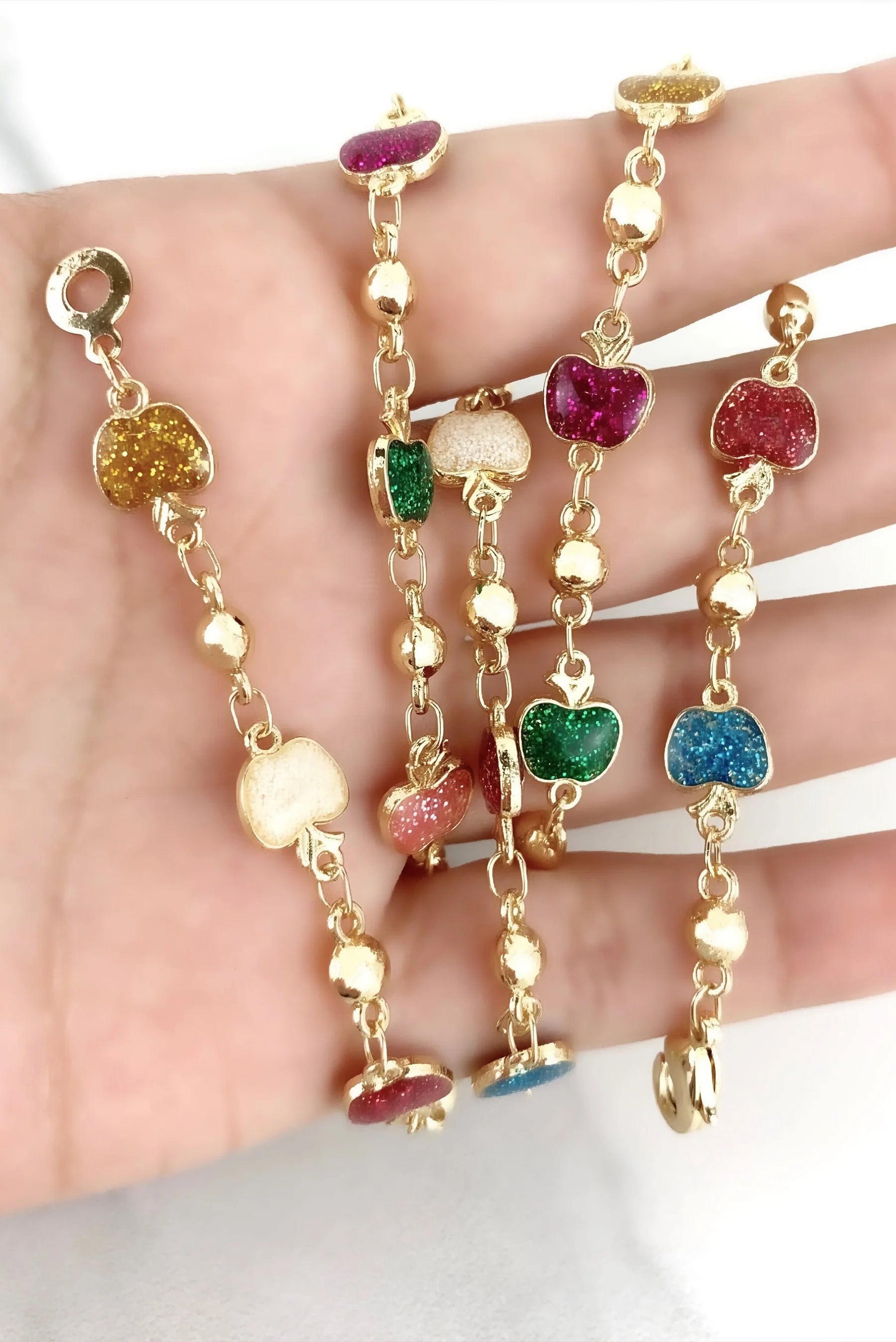 Necklace Beaded Colorful Sparkle Apple 18" - 18k Gold Filled.  Bundle and Save. FREE SHIPPING on orders of $100 and over.  Sam's Jewelry World USA.