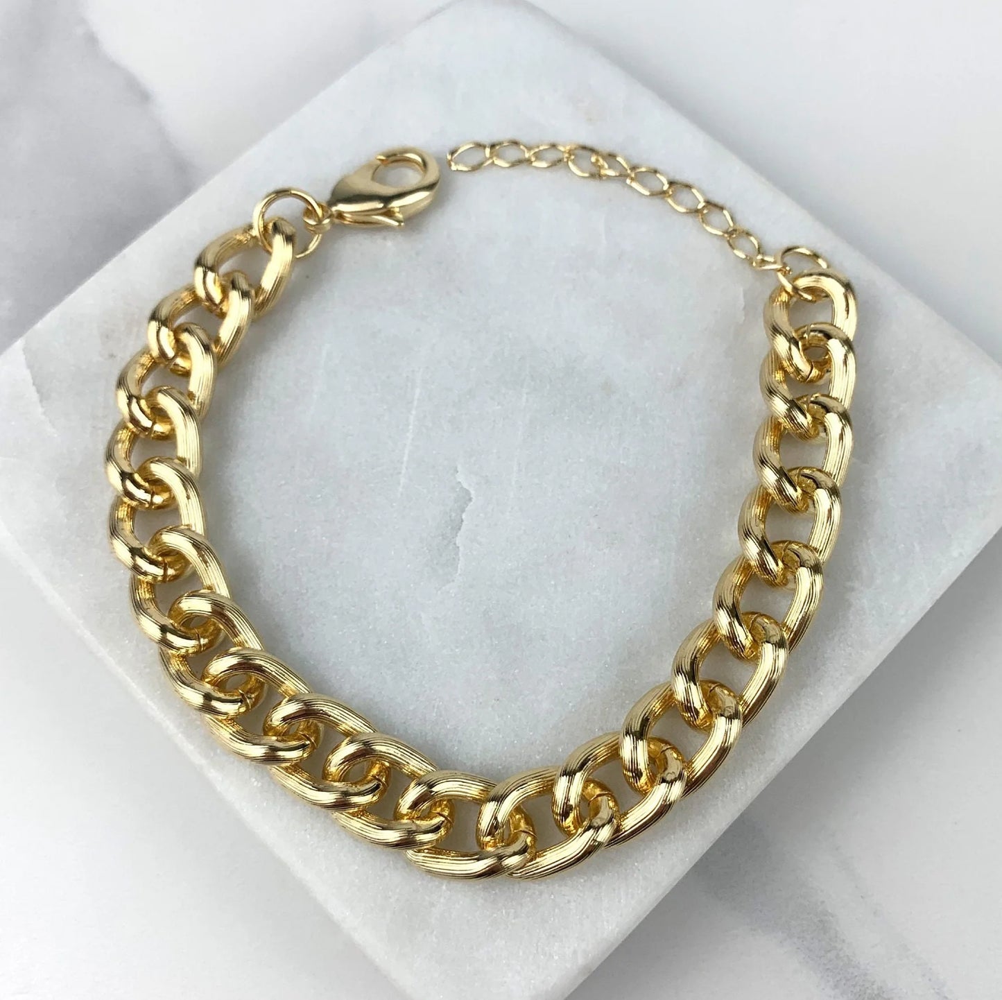 Bracelet Curb Link with Extender 18k Gold Filled