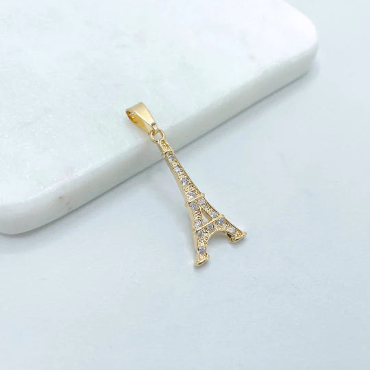 Pendant Stones Cubic Zirconia Eiffel Tower 18k Gold Filled