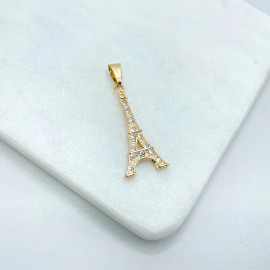 Pendant Stones Cubic Zirconia Eiffel Tower 18k Gold Filled