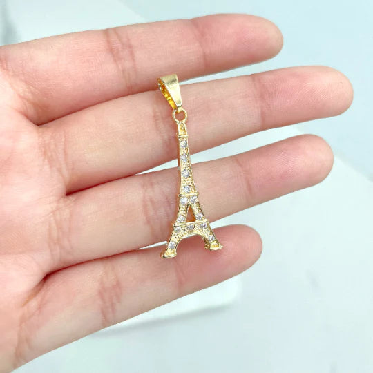 Pendant Stones Cubic Zirconia Eiffel Tower 18k Gold Filled