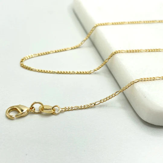 Figaro Link Chain 1mm 18k Gold Filled.  Bundle and Save. FREE SHIPPING on orders of $100 and over.  Sam's Jewelry World USA.