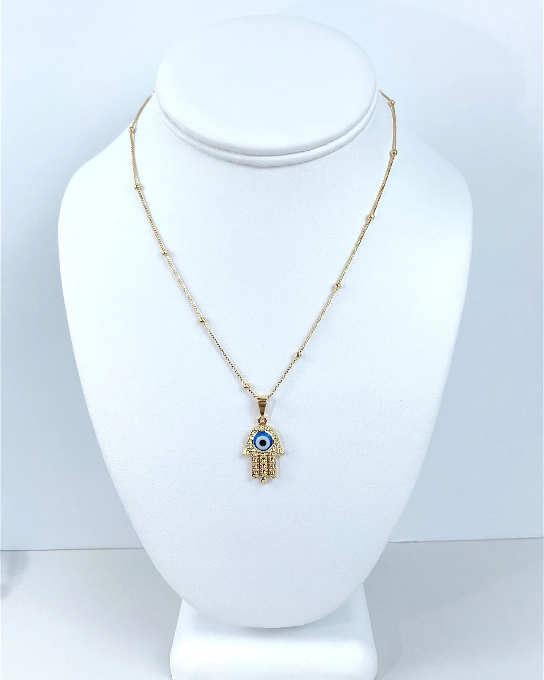 Chain and Pendent Set. Satelight Link Chain with Hand of Hamsa Pendant 18k Gold Filled. Bundle and Save. FREE SHIPPING on orders of $100 and over.  Sam's Jewelry World USA.