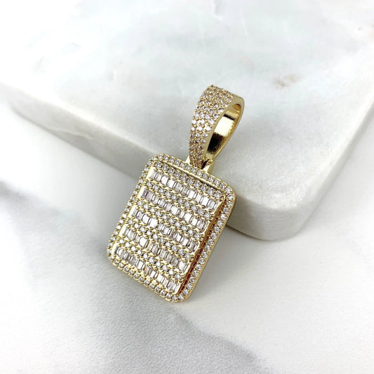 Pendant Stones Iced Out Cubic Zirconia Board 18k Gold Filled. FREE SHIPPING on orders of $100 and over.  Sam's Jewelry World USA.