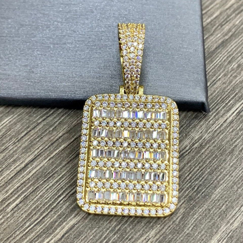 Pendant Stones Iced Out Cubic Zirconia Board 18k Gold Filled. FREE SHIPPING on orders of $100 and over.  Sam's Jewelry World USA.