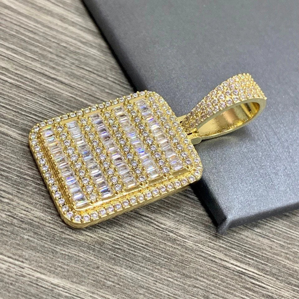 Pendant Stones Iced Out Cubic Zirconia Board 18k Gold Filled. FREE SHIPPING on orders of $100 and over.  Sam's Jewelry World USA.