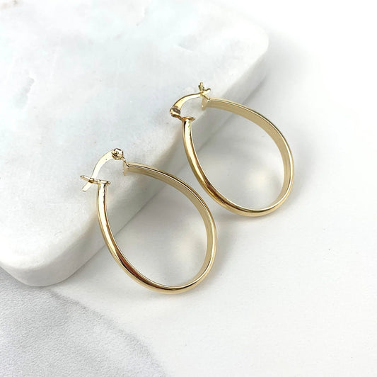 Earrings Oval Hoop 18k Gold Filled