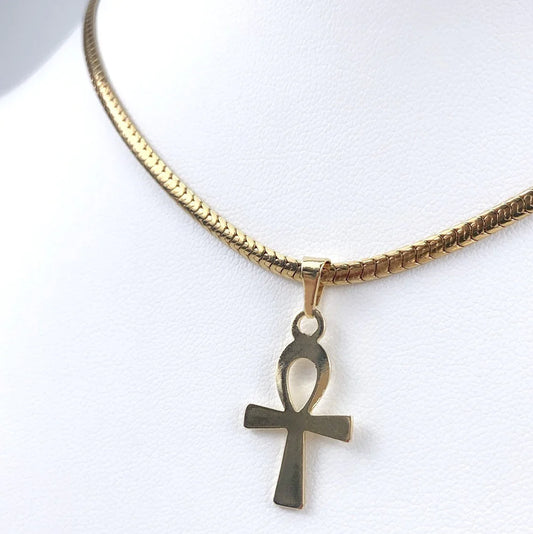 Chain and Pendant Set. Snake Chain or Ankh Cross 18k Gold Filled. Bundle and Save. FREE SHIPPING on orders of $100 and over.  Sam's Jewelry World USA.