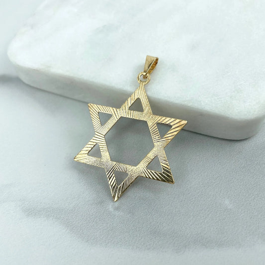 Pendant Texturized Star Of David 18k Gold Filled.  Bundle and Save. FREE SHIPPING on orders of $100 and over.  Sam's Jewelry World USA.