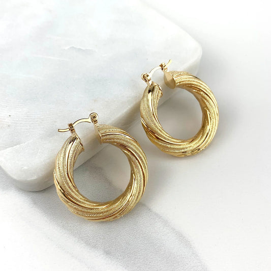 Earrings Classic Hoop Twisted 18k Gold Filled