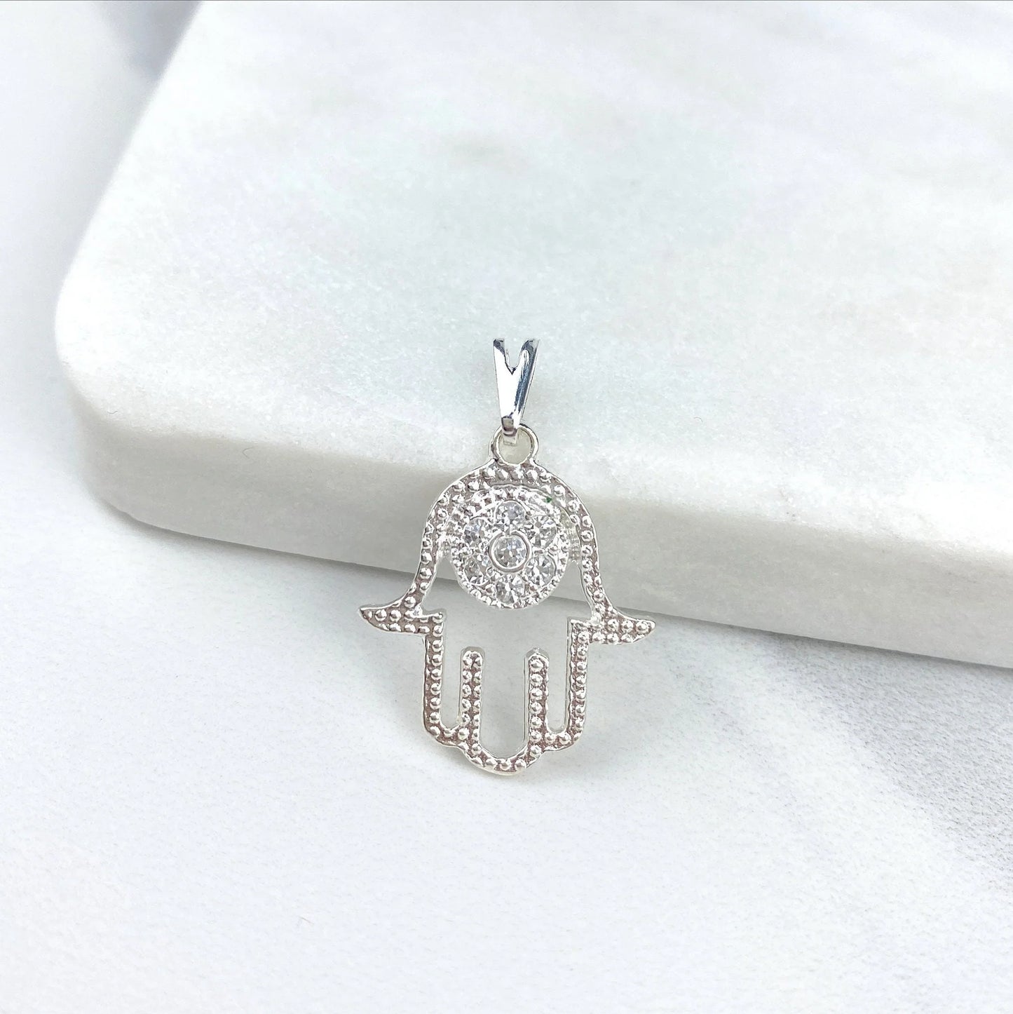 Chain and Pendant Set. Choose Chain Pendant Stones. Cubic Zirconia. Hamsa Hand 18k Gold Filled or Silver Filled