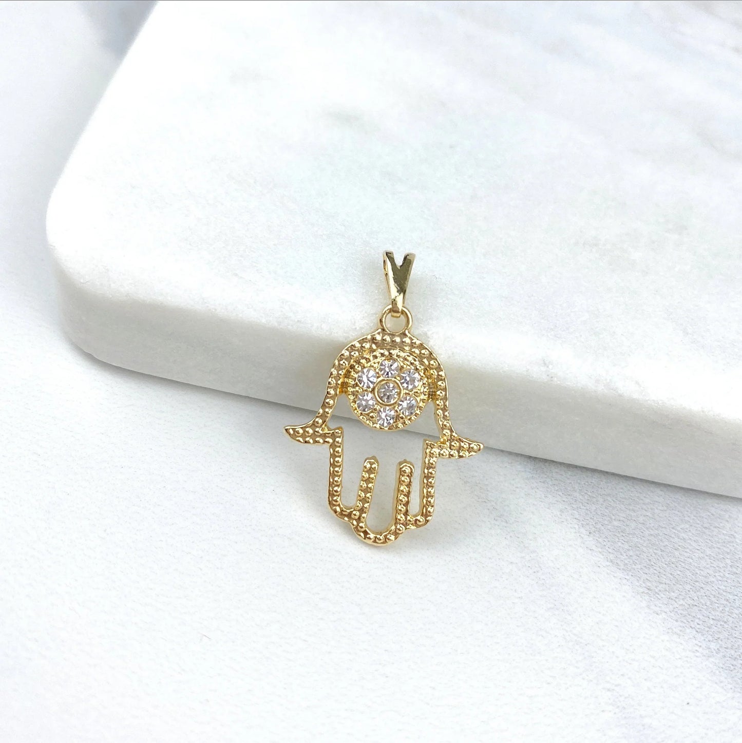 Chain and Pendant Set. Choose Chain Pendant Stones. Cubic Zirconia. Hamsa Hand 18k Gold Filled or Silver Filled