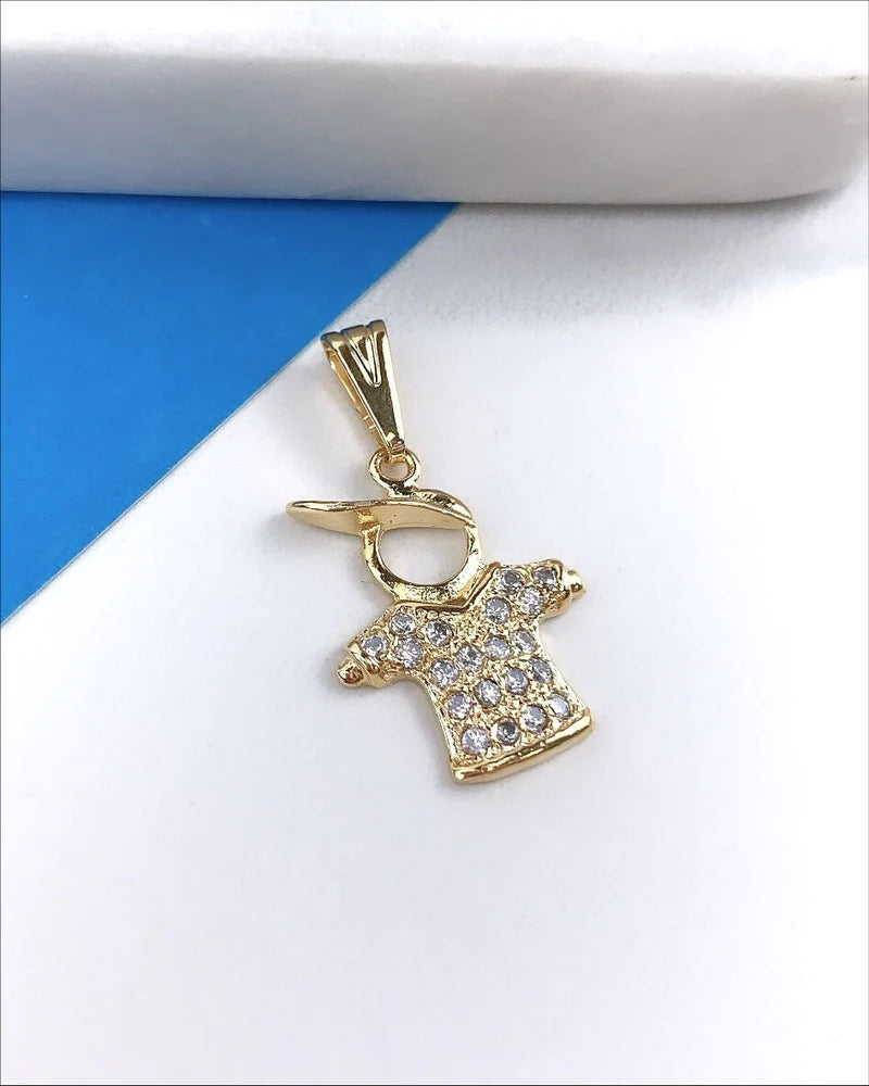 Chain and Pendant Set. Oval Link Chain with Cubic Zirconia Boy Pendant 18k Gold Filled. Bundle and Save. FREE SHIPPING on orders of $100 and over.  Sam's Jewelry World USA.