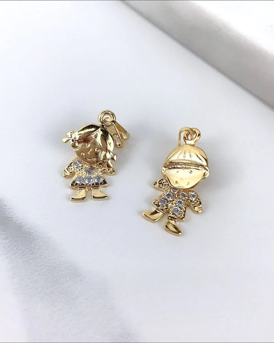 Chain and Pendant Set. Boy or Girl Gold Pendant with Cubic Zirconia Moving Head. Oval Link Chain with 18k Gold Filled. Bundle and Save. FREE SHIPPING on orders of $100 and over.  Sam's Jewelry World USA.