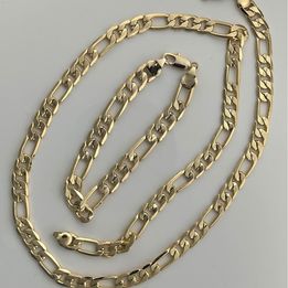 Chain or Bracelet Figaro Link with Diamond Cut 18K Gold Filled