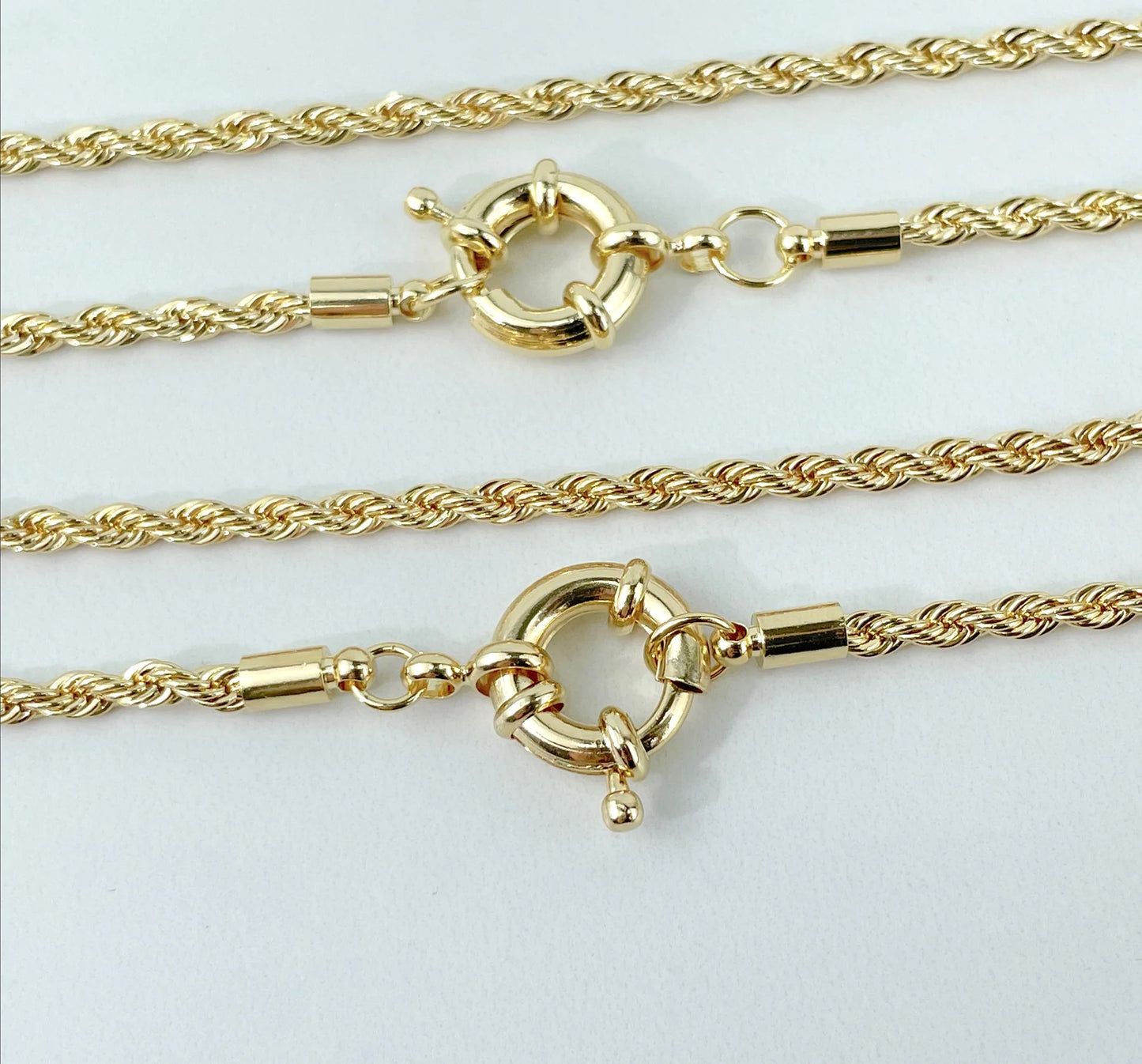 Rope Link Chain 18" 23.5" or Bracelet 8" with Hoop Clasp 18k Gold Filled. Bundle and Save. FREE SHIPPING on orders of $100 and over.  Sam's Jewelry World USA.