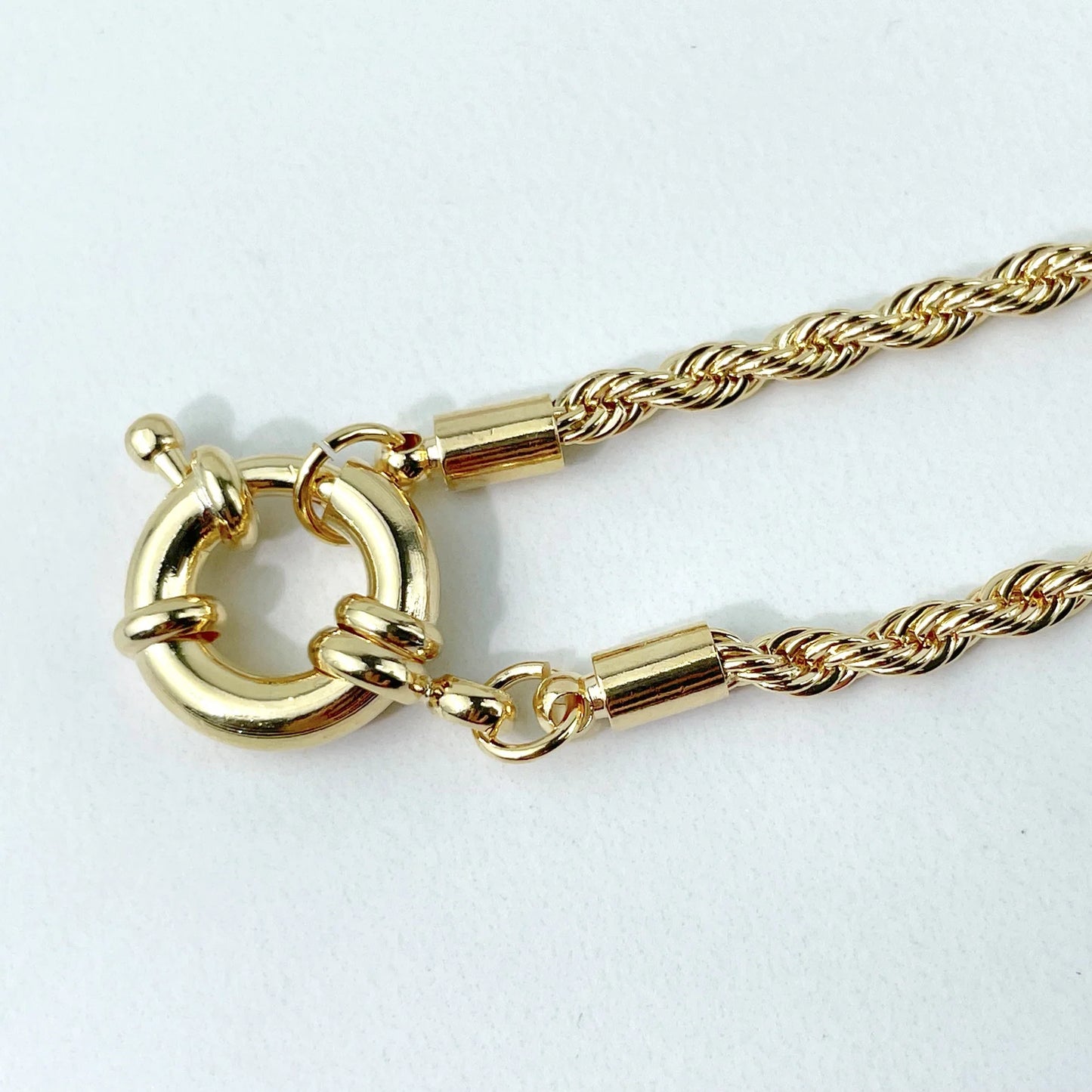 Rope Link Chain 18" 23.5" or Bracelet 8" with Hoop Clasp 18k Gold Filled. Bundle and Save. FREE SHIPPING on orders of $100 and over.  Sam's Jewelry World USA.