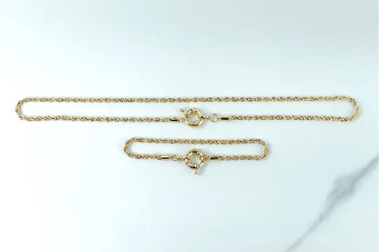 Rope Link Chain 18" 23.5" or Bracelet 8" with Hoop Clasp 18k Gold Filled. Bundle and Save. FREE SHIPPING on orders of $100 and over.  Sam's Jewelry World USA.