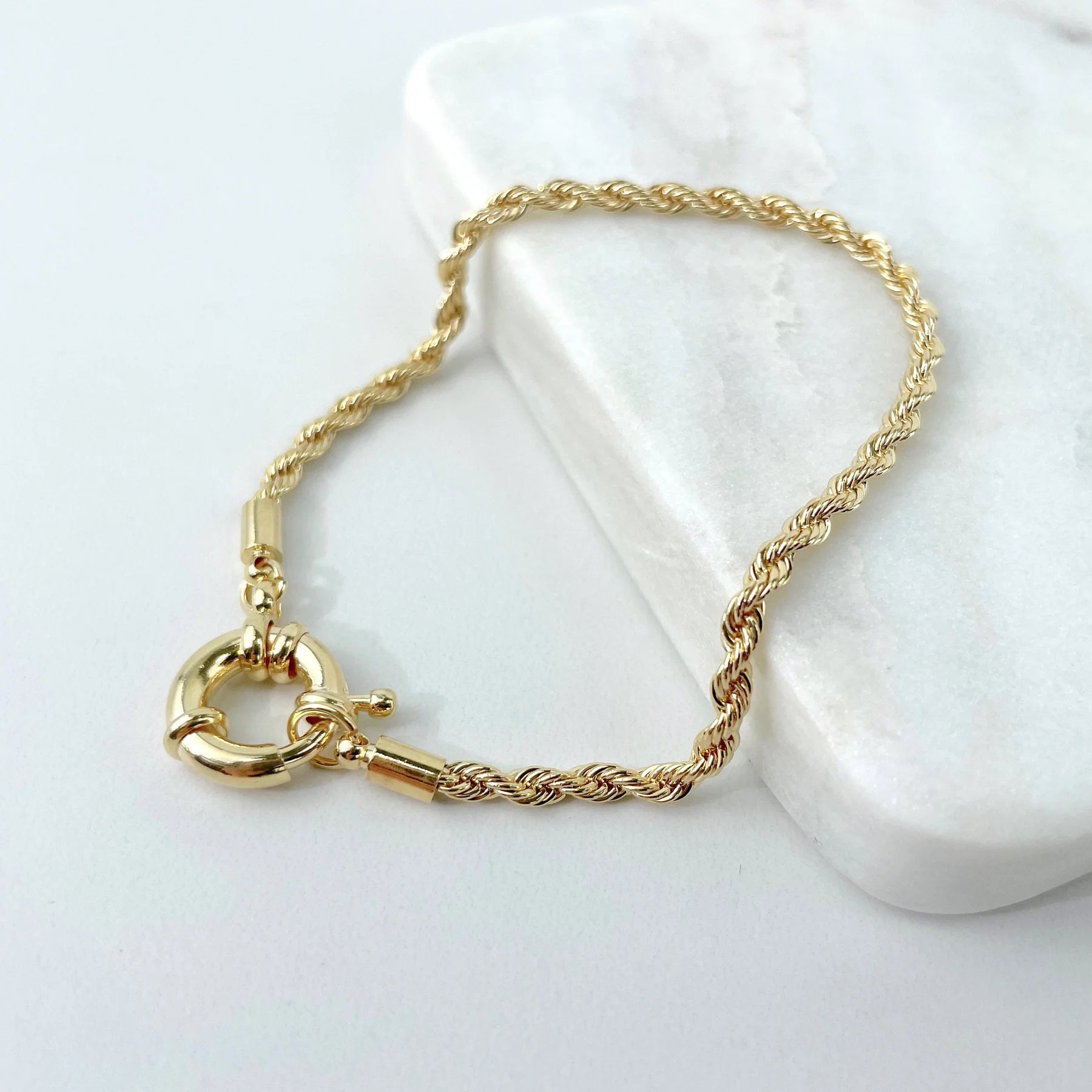 Rope Link Chain 18" 23.5" or Bracelet 8" with Hoop Clasp 18k Gold Filled. Bundle and Save. FREE SHIPPING on orders of $100 and over.  Sam's Jewelry World USA.