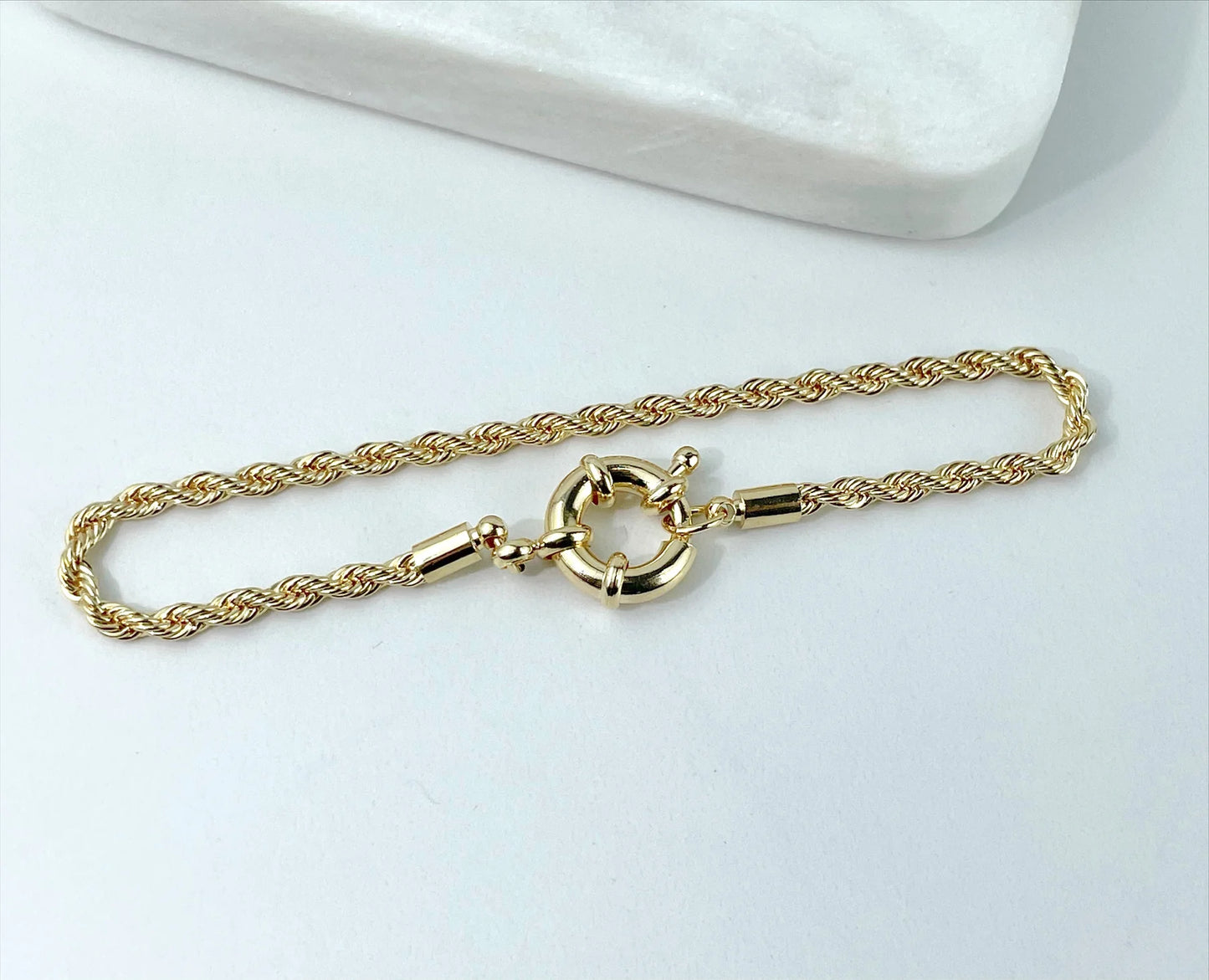 Rope Link Chain 18" 23.5" or Bracelet 8" with Hoop Clasp 18k Gold Filled. Bundle and Save. FREE SHIPPING on orders of $100 and over.  Sam's Jewelry World USA.