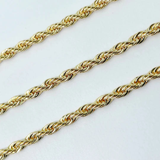 Rope Link Chain 18" 23.5" or Bracelet 8" with Hoop Clasp 18k Gold Filled. Bundle and Save. FREE SHIPPING on orders of $100 and over.  Sam's Jewelry World USA.