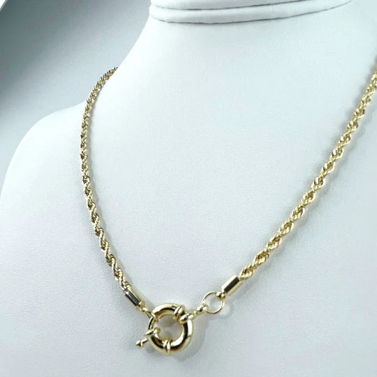 Rope Link Chain 18" 23.5" or Bracelet 8" with Hoop Clasp 18k Gold Filled. Bundle and Save. FREE SHIPPING on orders of $100 and over.  Sam's Jewelry World USA.