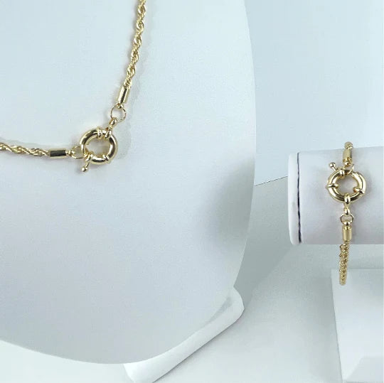 Rope Link Chain 18" 23.5" or Bracelet 8" with Hoop Clasp 18k Gold Filled. Bundle and Save. FREE SHIPPING on orders of $100 and over.  Sam's Jewelry World USA.