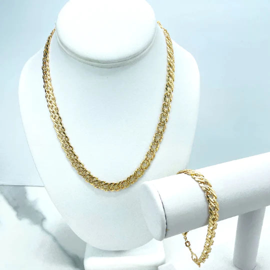 Chain or Bracelet Double Layered Cuban Link with Diamond Cut 8mm 18k Gold Filled. Bundle and Save. FREE SHIPPING on orders of $100 and over.  Sam's Jewelry World USA.