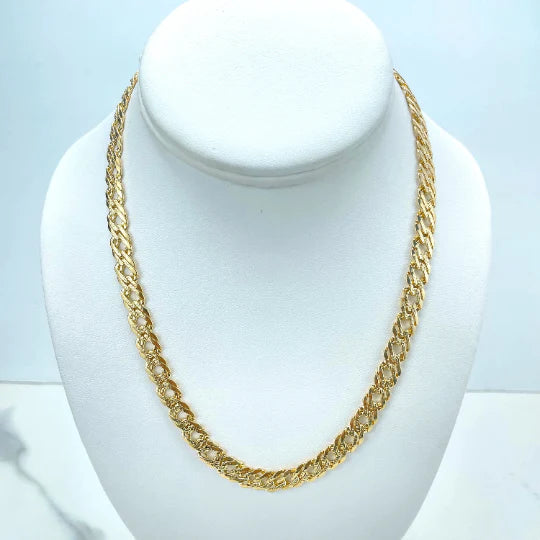 Chain or Bracelet Double Layered Cuban Link with Diamond Cut 8mm 18k Gold Filled. Bundle and Save. FREE SHIPPING on orders of $100 and over.  Sam's Jewelry World USA.