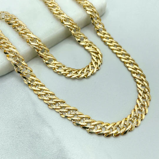 Chain or Bracelet Double Layered Cuban Link with Diamond Cut 8mm 18k Gold Filled. Bundle and Save. FREE SHIPPING on orders of $100 and over.  Sam's Jewelry World USA.