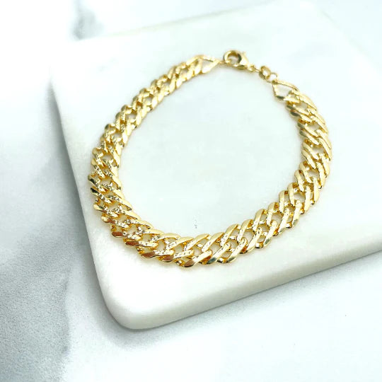 Chain or Bracelet Double Layered Cuban Link with Diamond Cut 8mm 18k Gold Filled. Bundle and Save. FREE SHIPPING on orders of $100 and over.  Sam's Jewelry World USA.