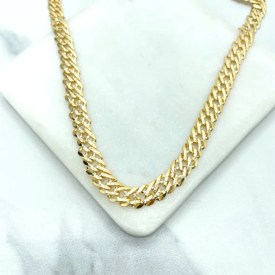 Chain or Bracelet Double Layered Cuban Link with Diamond Cut 8mm 18k Gold Filled. Bundle and Save. FREE SHIPPING on orders of $100 and over.  Sam's Jewelry World USA.