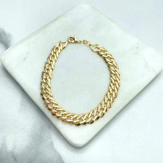 Chain or Bracelet Double Layered Cuban Link with Diamond Cut 8mm 18k Gold Filled. Bundle and Save. FREE SHIPPING on orders of $100 and over.  Sam's Jewelry World USA.