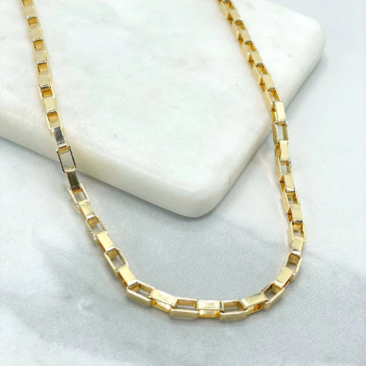 Chain or Bracelet, Texturized Large Lobster Claw, Specialty Chain 2mm Square Up Link 18k Gold Filled