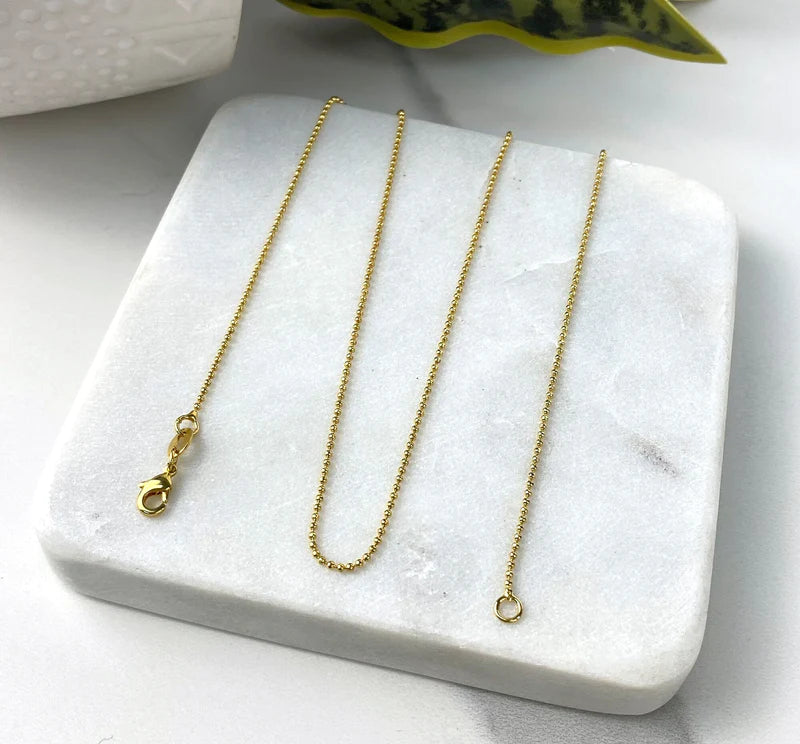 Bead Ball Link Chain 18K Gold Filled. Bundle and Save. FREE SHIPPING on orders of $100 and over.  Sam's Jewelry World USA.