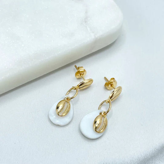 Earrings Gold Sea Shell Earrings, Summer Beach 18k Gold Filled