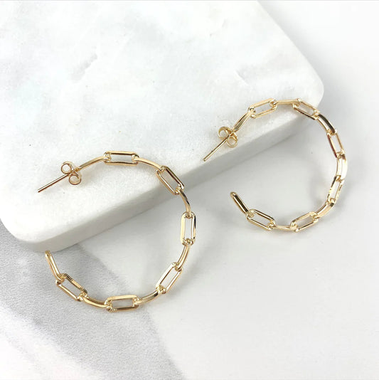 Earrings Hoop Paperclip 18k Gold Filled