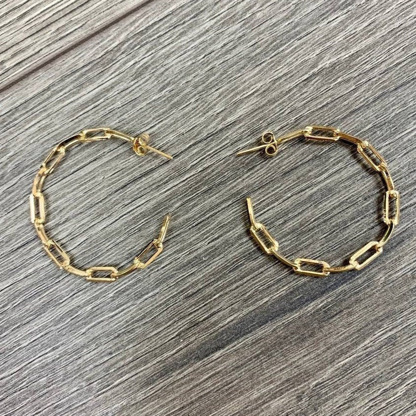 Earrings Hoop Paperclip 18k Gold Filled