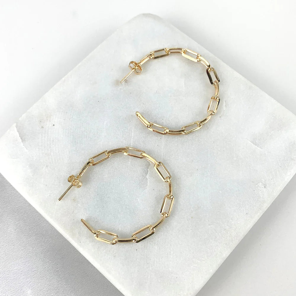 Earrings Hoop Paperclip 18k Gold Filled