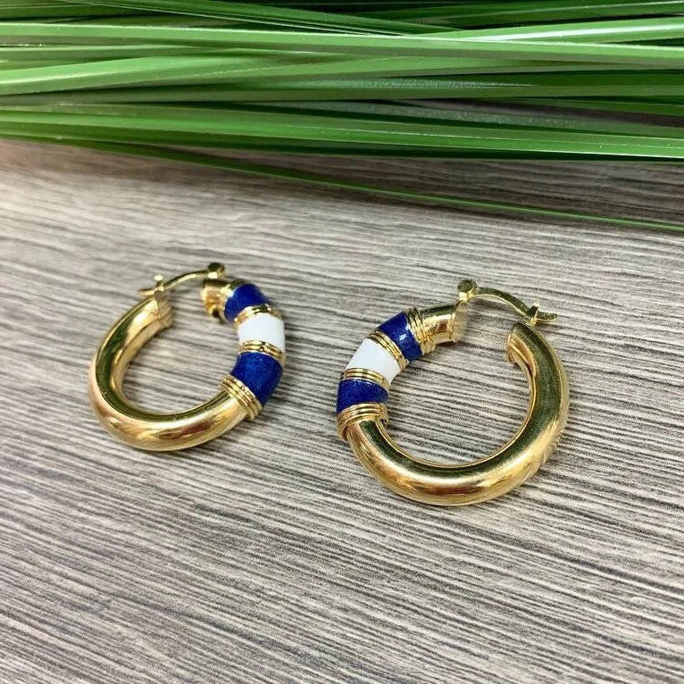 Earrings Hoops Colored Enamel 18k Gold Filled