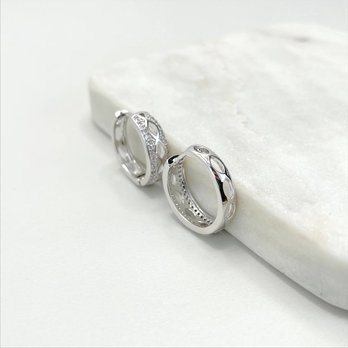 Earrings Hoops Silver Filled with Micro Cubic Zirconia