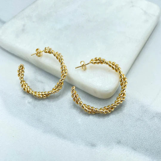 Earrings Hoops Twisted Classic Minimalist Design 18k Gold Filled