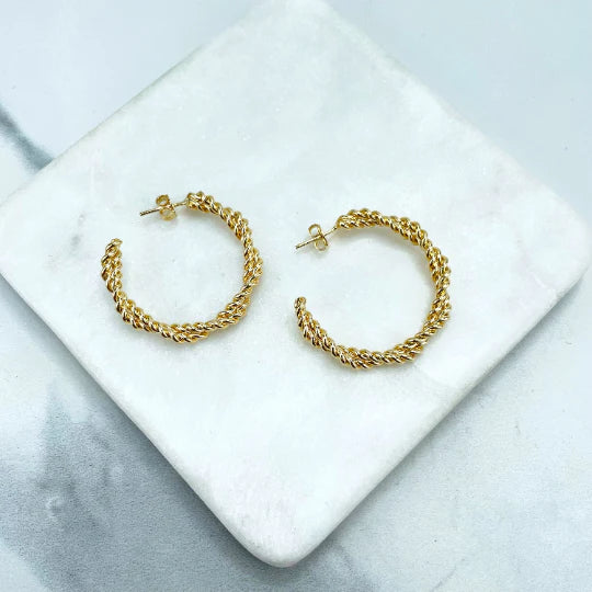 Earrings Hoops Twisted Classic Minimalist Design 18k Gold Filled