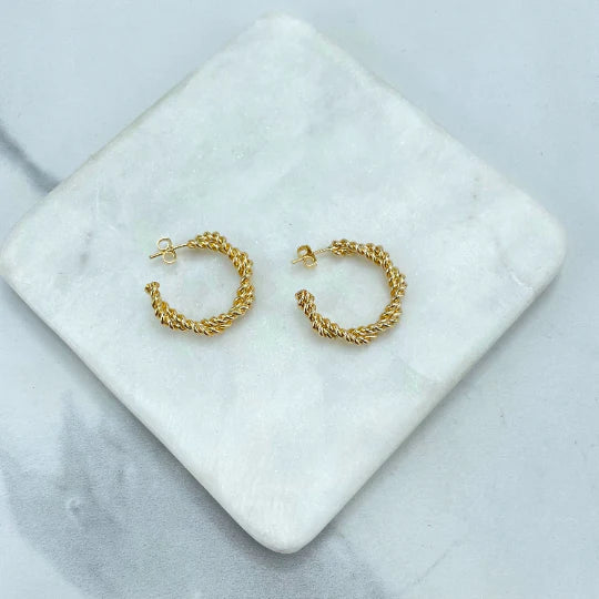 Earrings Hoops Twisted Classic Minimalist Design 18k Gold Filled