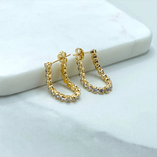 Earrings Cubic Zirconia, Stud, Round Stones, Graduate 18k Gold Filled