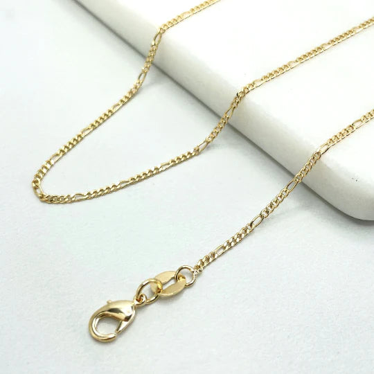 Figaro Link Chain 1mm. Bundle and Save. FREE SHIPPING on orders of $100 and over.  Sam's Jewelry World USA.